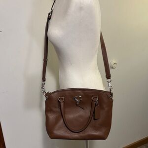 Coach Brown Pebbled Leather Shoulder Satchel